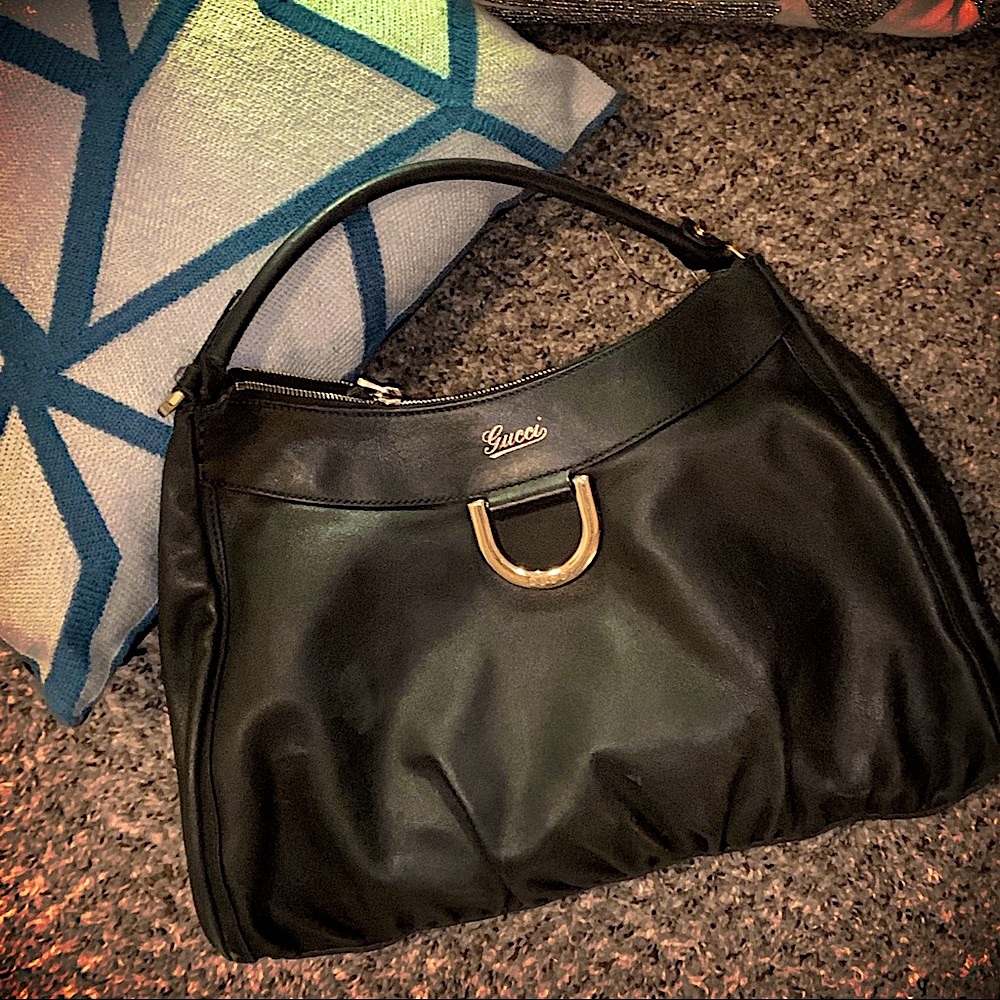 Gucci Black Leather Hobo Shoulder Bag